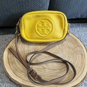 Tory Burch Perry Bombe Mini Yellow Crossbody Bag Purse AS IS